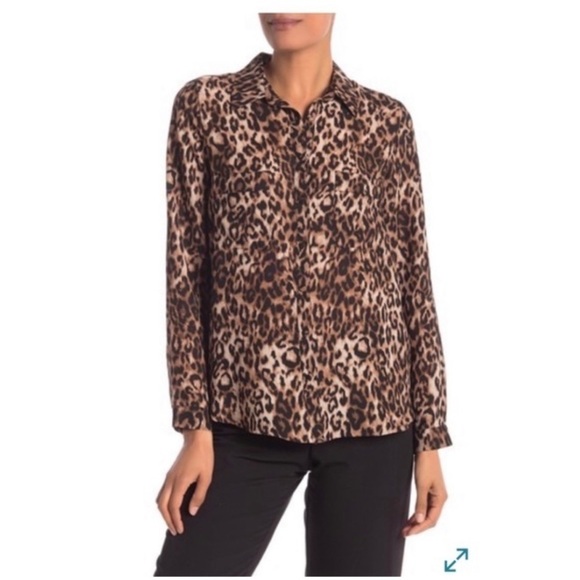 Pleione Women’s Leopard Cheetah‎ Long Sleeve Shirt Blouse Sz S - Picture 2 of 8